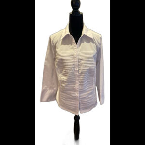 Zac & Rachel Woman Blouse White Button down Top Plus Size 2X 3/4 Sleeves Dressy